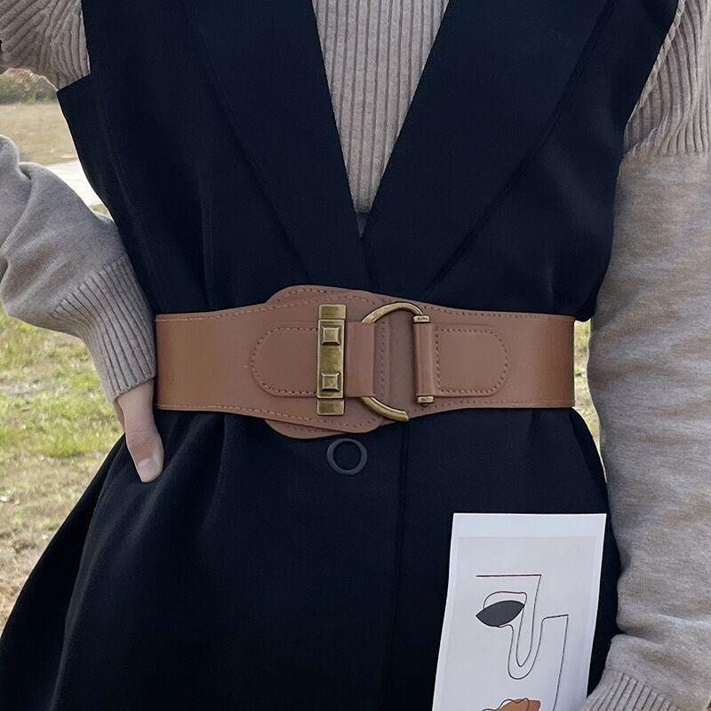 

Ladies Wide Belt Decoration Suit with Skirt, Sweater and Overcoat Elastic Waist Belt, Personalized and Fashionable, Versatile Waist Belt