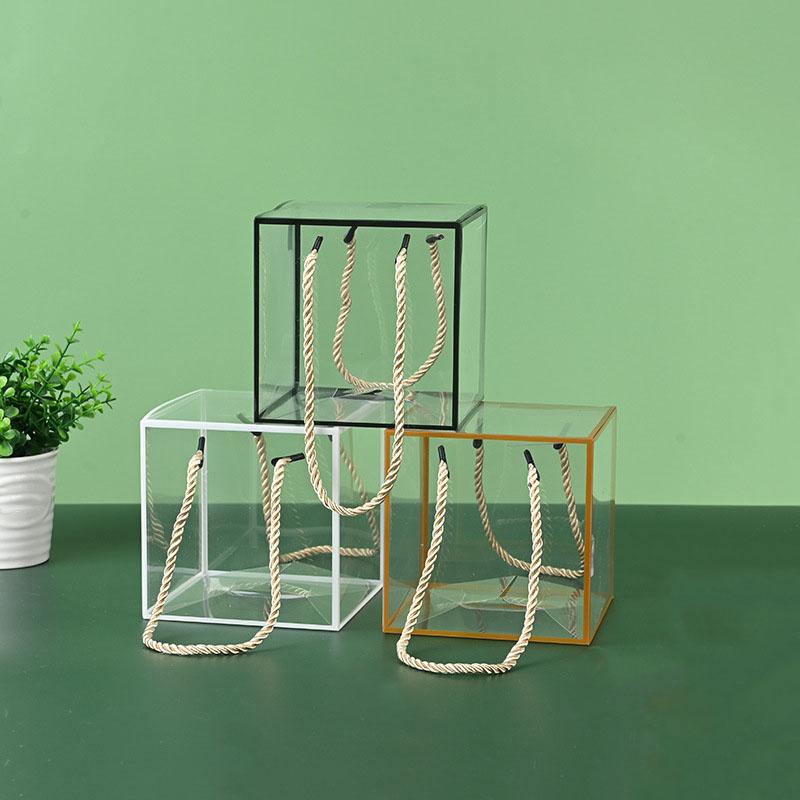 WTEMPO 10PCS Transparent Plastic Gift Boxes with Ropes Foldable Cube Clear Boxes Birthday Wedding Party Decor Favor Treat Boxes