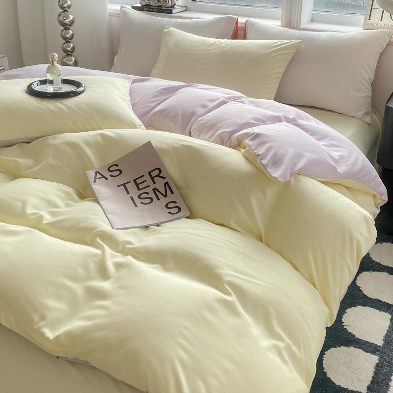 Solid Color Duvet Cover Set Washed Cotton Nordic Comforter Cover Pillowcase Single Double Queen King Size Bedding Set (No Sheet)