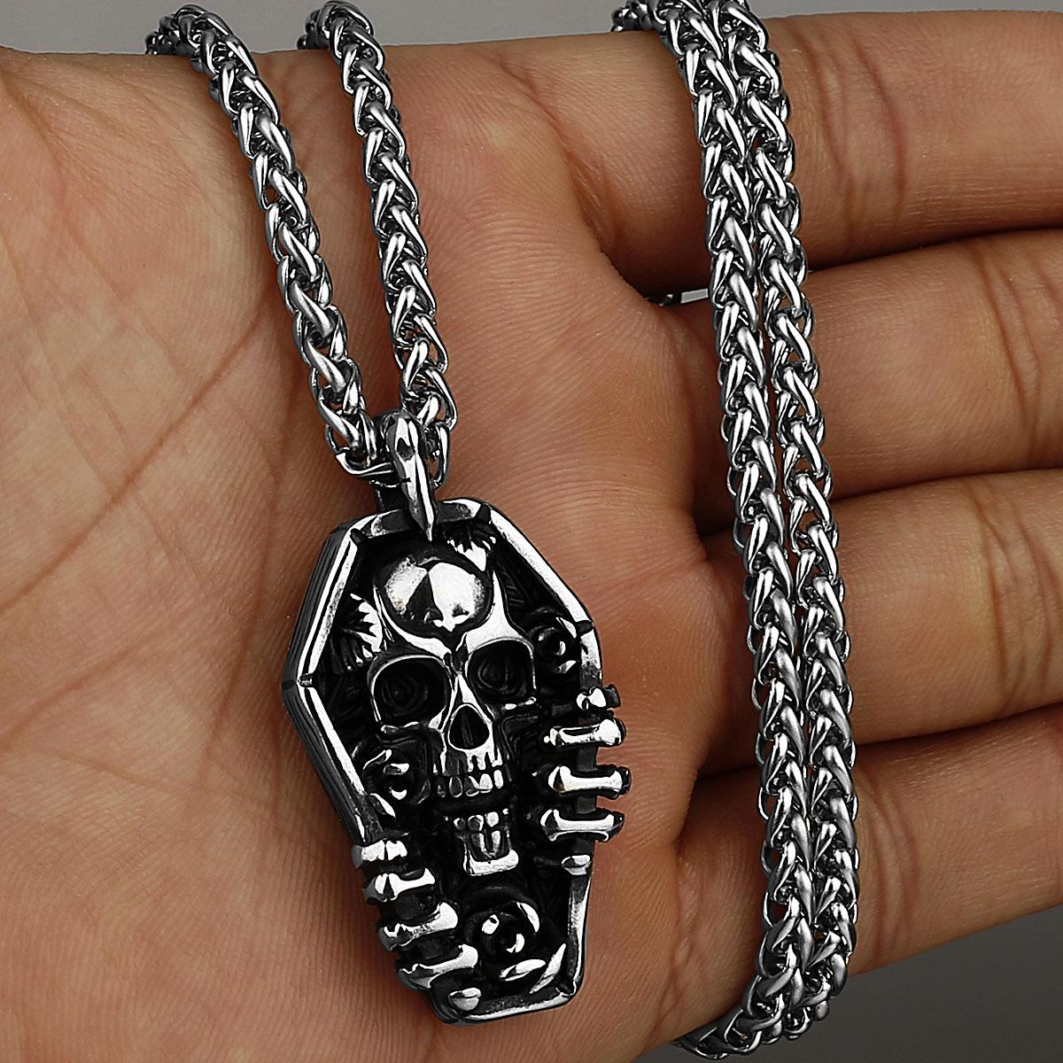 

Stainless Steel Neo-gothic Fashion Skull Necklace All Kinds of Men and Women Ghost Head Pendant Necklace Wholesale chainless