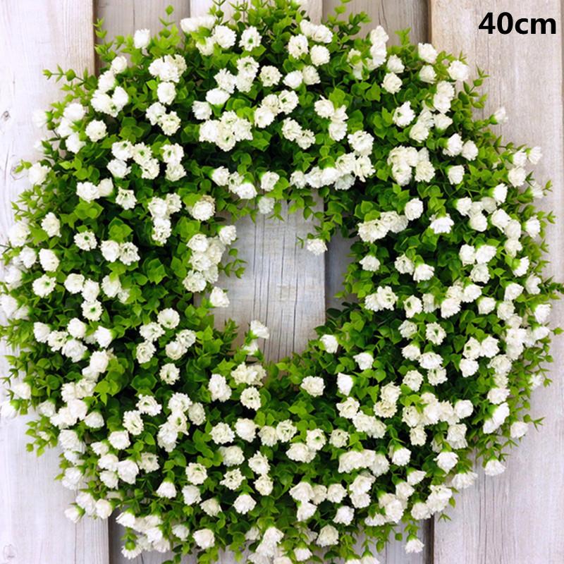 Color Artificial Wreath Hanging Decor Spring/Summer Front Door Wreath Simulation Flower Wreath Decoration Windows Decoration FU