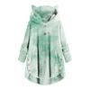 Women Fashion Plush Pocket Winter Tie-dyed Long Sleeve Keep Cat Ears Warm Coat