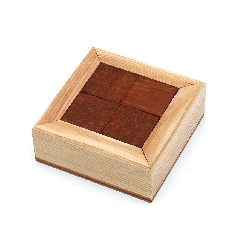 

Impossible Wooden Brain Teaser Puzzle Box Cleverly Place Four Pieces Magic Gift Logic Cube High Difficulty Mind Challenge