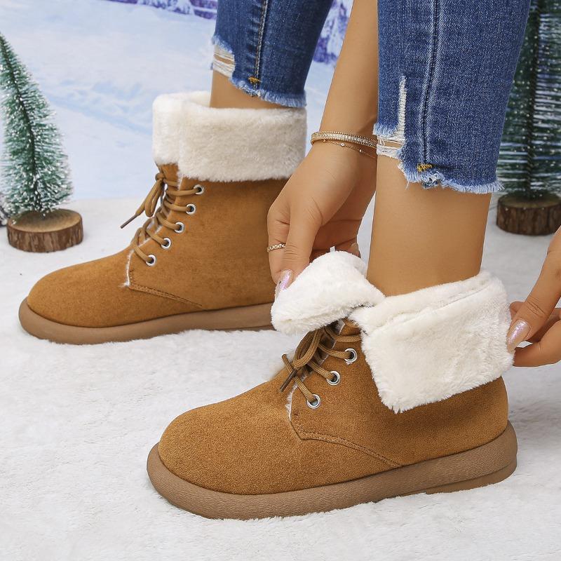 Winter New Block Heel Snow Boots Warm Fleece Lined