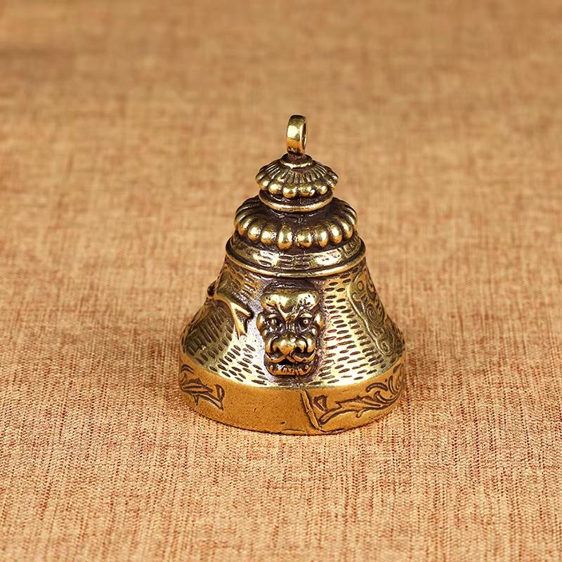 Factory Direct Supply Retro Metal Pure Brass Bell Ethnic Wind Chime Crisp Doorbell Double-sided Pendant