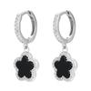 S925 Silber Vierblättrige Kleeblatt Ohrringe mit schwarzem Achat-Inlay - Luxuriöser High-End Echtsilber Schmuck