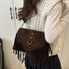 Fashionable Bohemian Tassel Crossbody Bag Women Single Shoulder Mobile Bag Vintage Suede Leather Handbag Commuting Travel Handba