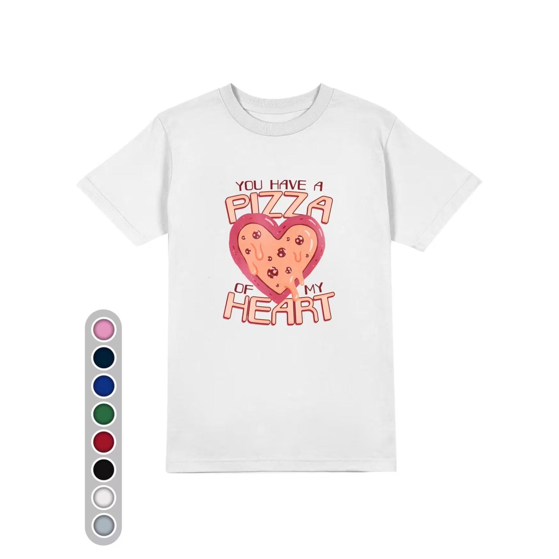 Men S Funny Pizza Lover Graphic T-Shirt -  You Have A Pizza of Heart  Saying with Pepperoni Slice - Navy Blue Casual Tee S белый