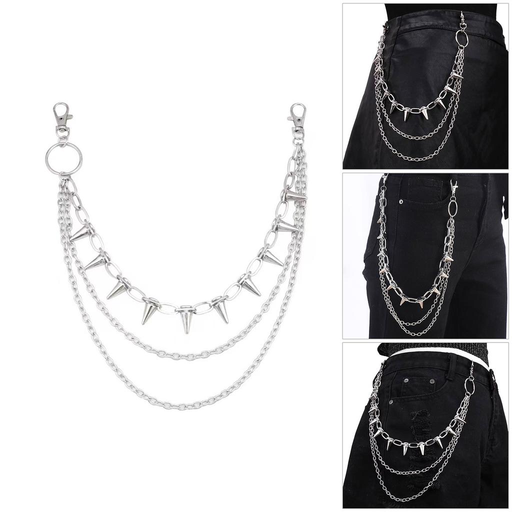 Edgy Spiked Metal Chain Accessory Detachable For Pants Bags Punk Style Secure Clasp Youth Punk Fashion belt Attachment