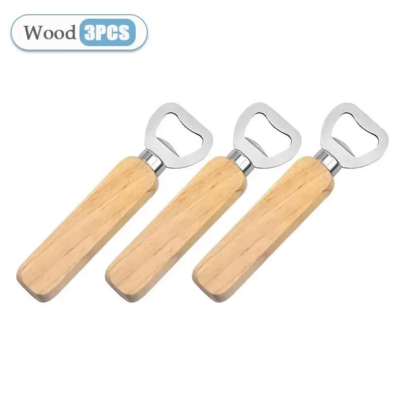 1-40PCS Stainless Steel Bottle Opener with Ergonomic Wooden Handle for Beer Wine Soda Durable Design for Home Camping Picnic Use
