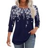 Women's Fashion Casual Vintage Floral Print Round Neck Sevenfold Sleeve T-shirt Top