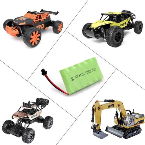 Gecoty 7.2V Battery, SM-2P Plug, 2400mAh Ni-MH Rechargeable Battery with Charging Cable, Suitable for Many Types of RC Trucks, RC Engineering Vehicles