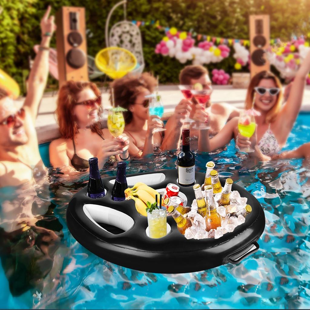 Inflatable Drink Holder Cup Holder Porous Fruit Red Wine Mobile Phone Water Inflatable Ice Bed Swimming Pool Plate