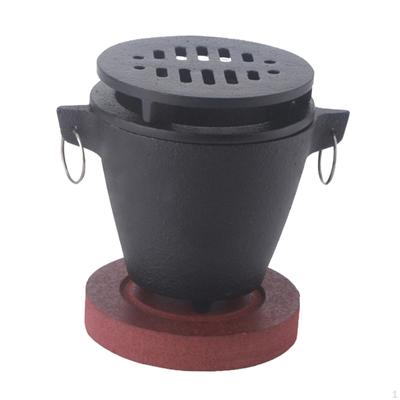 Camping Tabletop Fire Happy Barbecue Furnace with Wooden Base Heating Grill Cooker for BBQ Party