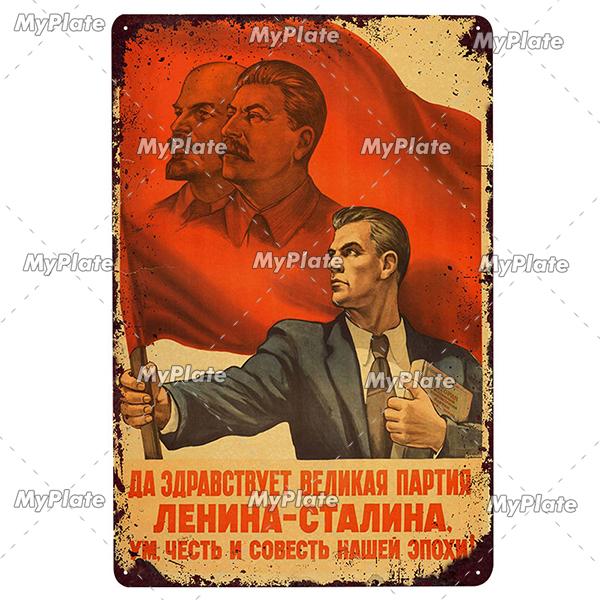 Russian Metal Sign Plaque Tin Sign Plate Wall Decor For Bar Club Man Cave Aviation Poster Classical Stalin Leader Poster