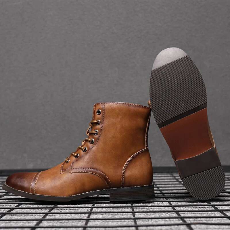 Hochwertige Herren-Stiefel aus Rindsleder, Schnürstiefeletten, klassische Business-Lederstiefel für Herren, Oxford-Stiefel, Botas