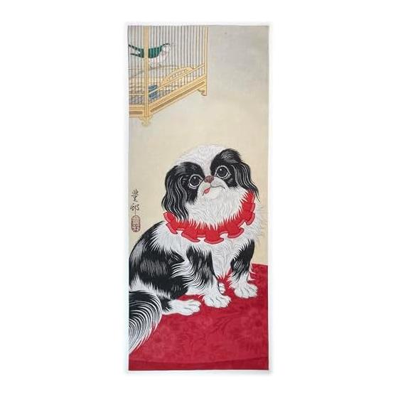 Ukiyo-e Tenugui Towel - Ohara Koson Toyokoto Chin - 100% Cotton - Japan - Premium Tokka - Reactive Dye - Nassen Print - Gentle on Skin - Lightweight