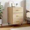 Bedside Table - Maison Exclusive - Sonoma Oak - Durable Engineered Wood - 1 Drawer & Metal Feet