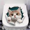 3D Cute Cartoon Cat Breaking Through Wall Toilet Sticker Self-Adhesive Waterproof Removable Bathroom Home Decor Art