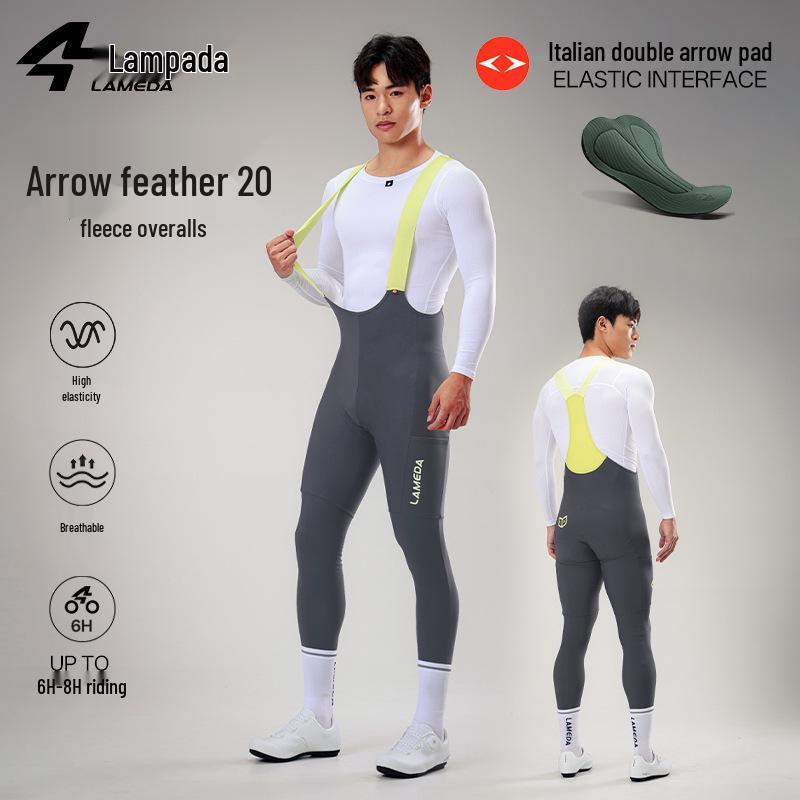Pantaloni da Ciclismo Lampaida Arrow 20 Double Arrow Unisex con Bretelle, Tasche e Assorbimento degli Urti per Autunno/Inverno