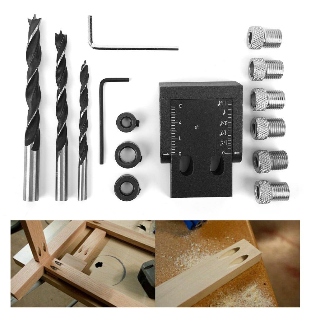 15pcs 15° Angle Pocket Hole Jig Aluminum Alloy Woodworking Hole Guide Wood Joinery