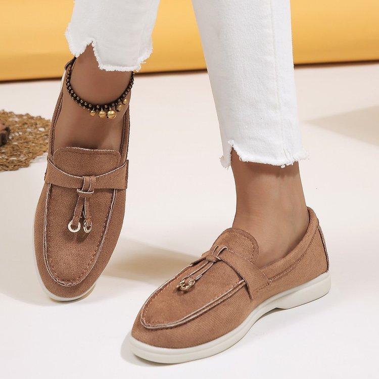 Women Loafers Slip On Ladies Flats Shoes  Spring Autumn Casual Flat Shoes Leather Cashmere Single Shoes
