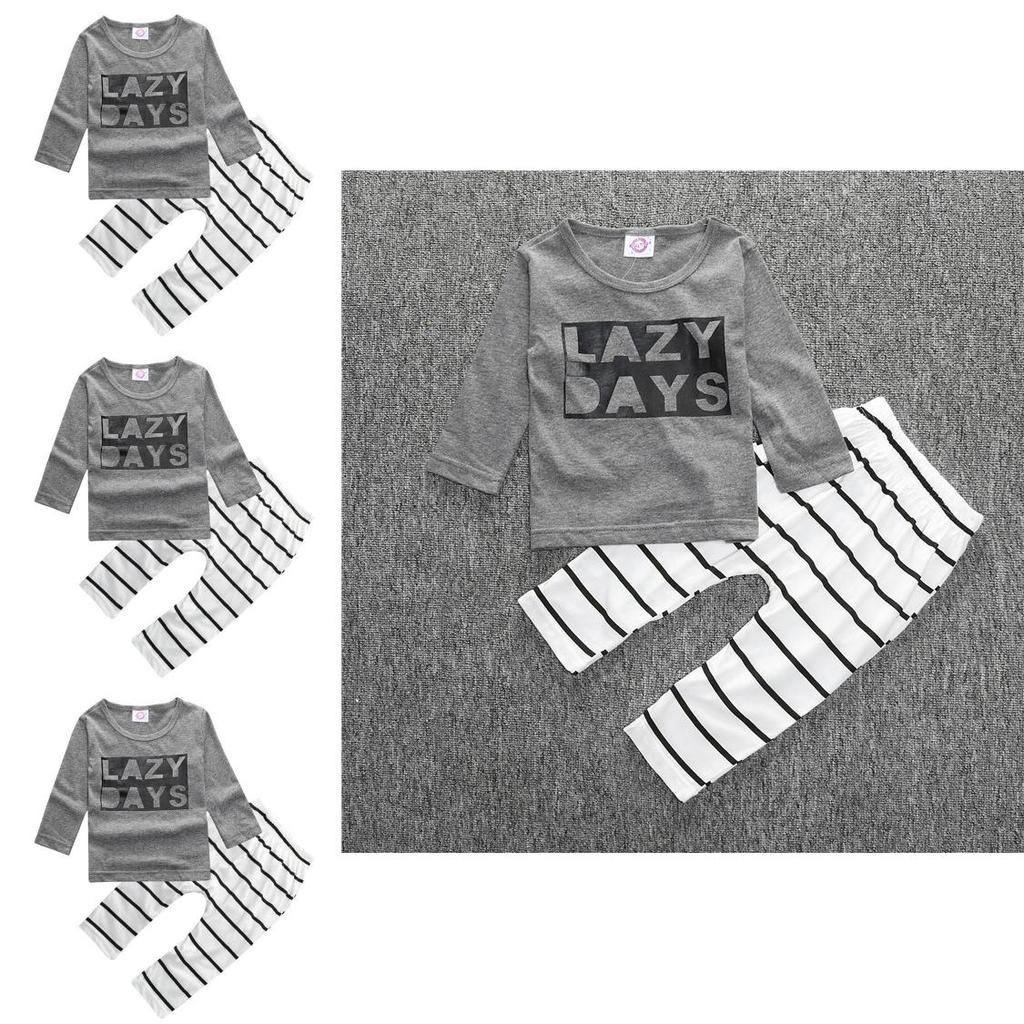 Stylish 2pcs Suit For Baby Kids Featuring Letter Printed Long Sleeve Shirt And Pants