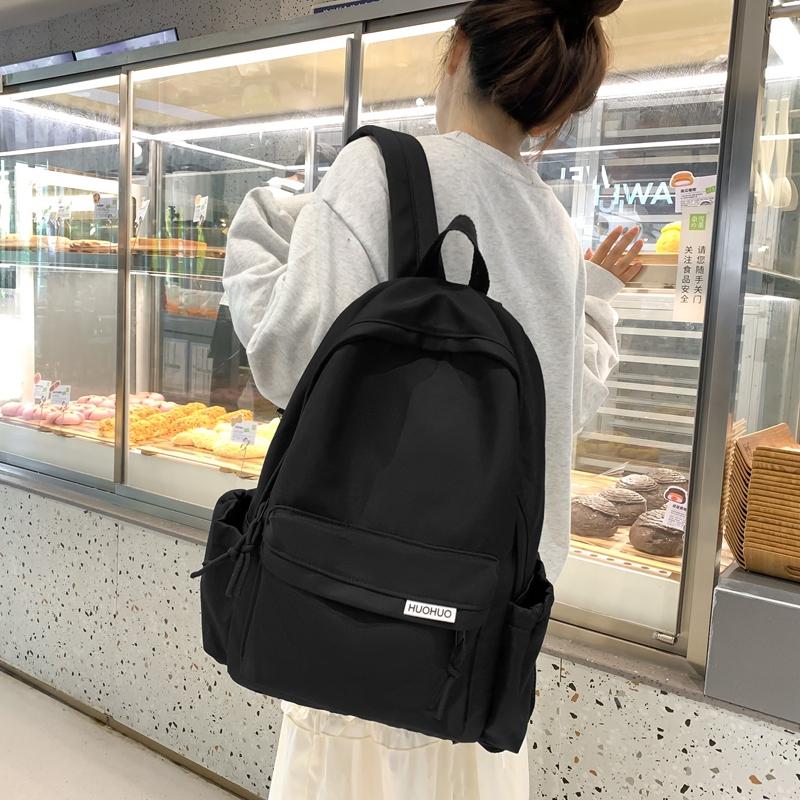 Teenage Backpack Solid Color Student Schoolbag Large Capacity Backpack
