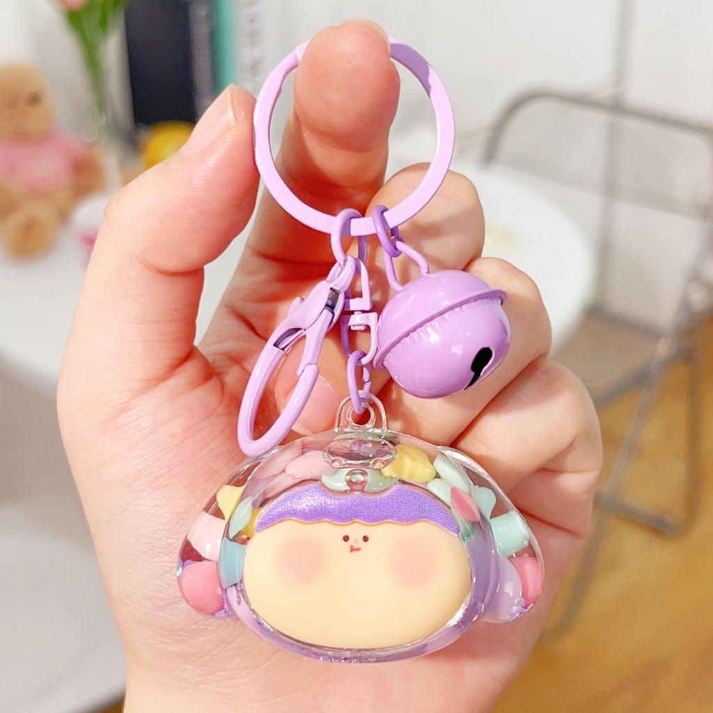 Acrylic Quicksand Lilith Dog Head Keychain - Cute Sparkly Doll Pendant Gift