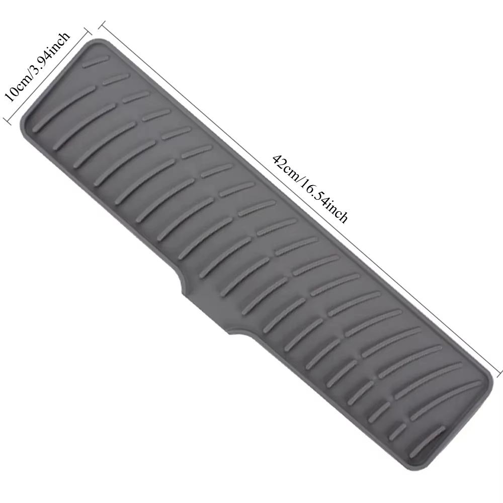 Kitchen Sink Splash Guard-Silicone Draining Mat Around Tap Draining Pad Behind Faucet with Lip Drip Catcher Sink Protector Mat