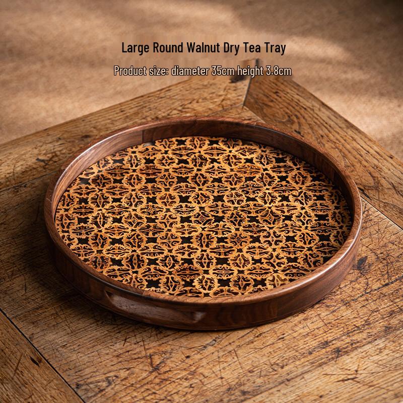 Walnut Wood Tea Tray with Integrated Storage
