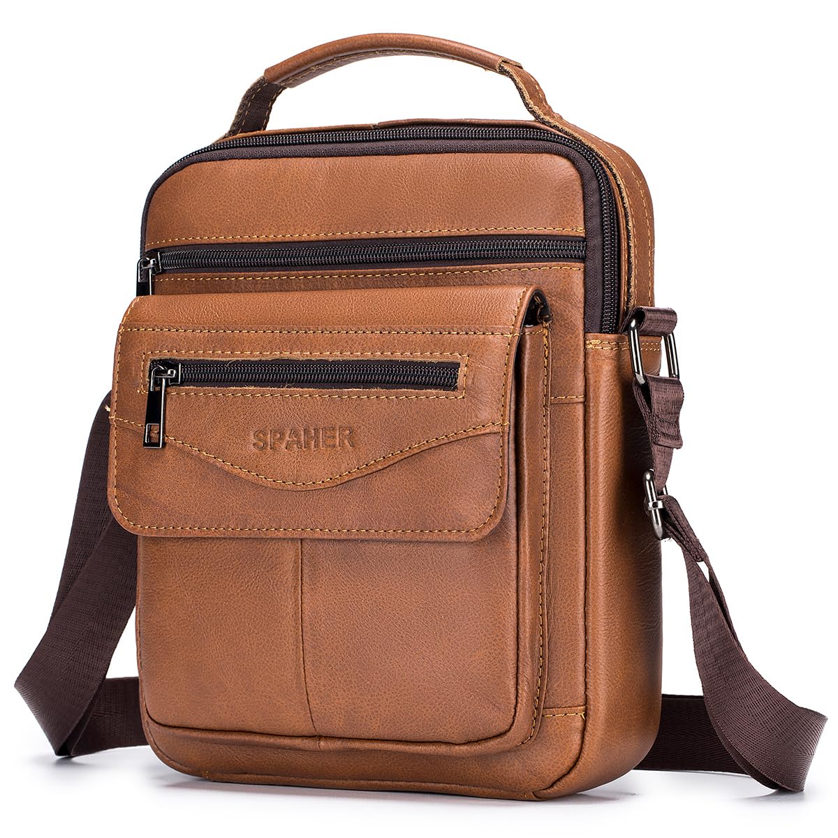 

Сумка через плечо для воды Crossbody Genuine Vertical Messenger Shoulder IPad Business Business [SPAHER] Мужская, Сумка, Водоотталкивающая, Легкая, Маленькая, Кожаная,