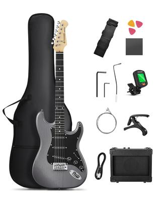 Donner Elektrisk Guitar Begyndersæt ST Type SSS Pickups 39 Tommer Fuld Størrelse med Mini Forstærker Dedikeret Kasse og 9-delt Tilbehørssæt inklusive