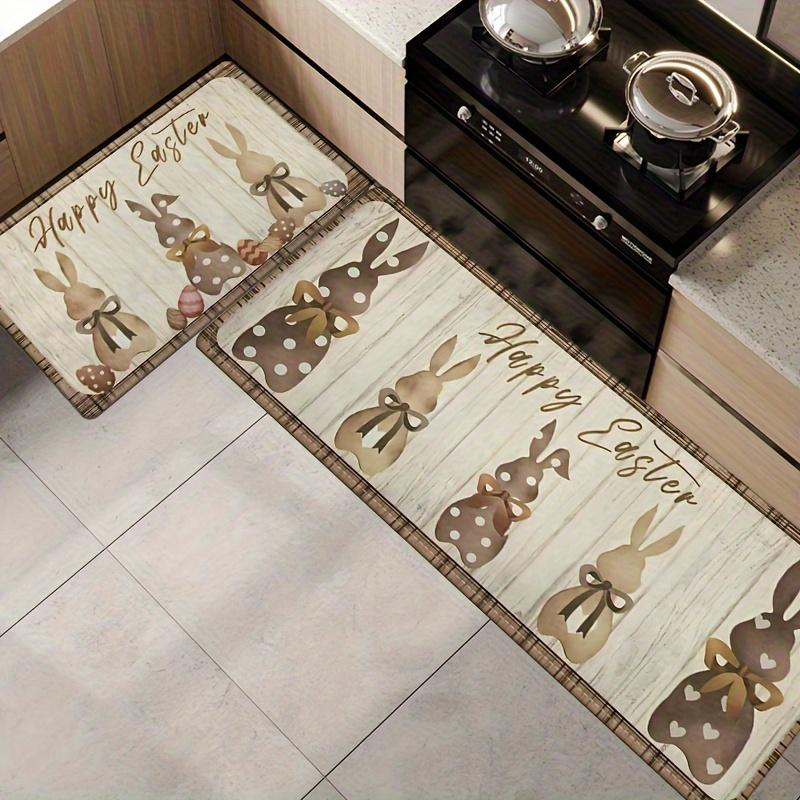 Cartoon Bunny Pattern Soft Kitchen Rug Anti-Fatigue Kitchen Rug Waterproof Non-Slip Rugs Set Runner Rug Bedside Rug Absorbent Carpet For Kitchen