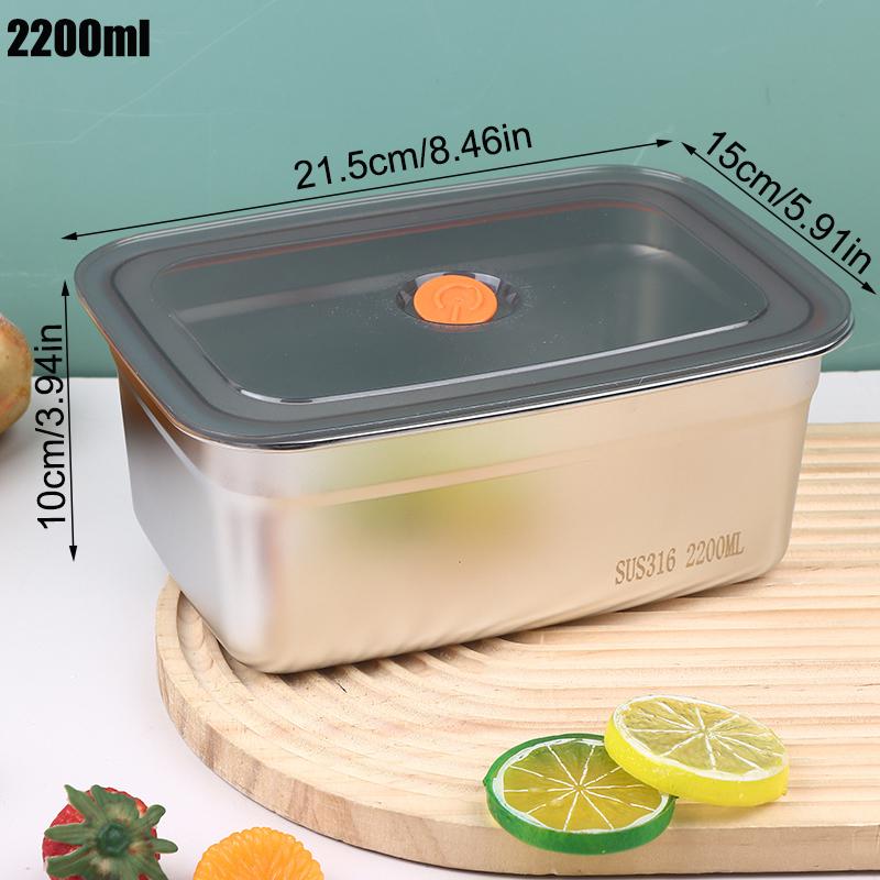 Stainless Steel Food Storage Containers | Rectangular Metal Bowls for Kitchen Prep & Preservation (2200/2800ml)