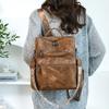 Vintage Soft Leather Backpack Women's Large Capacity Multi-use Shoulder Bag