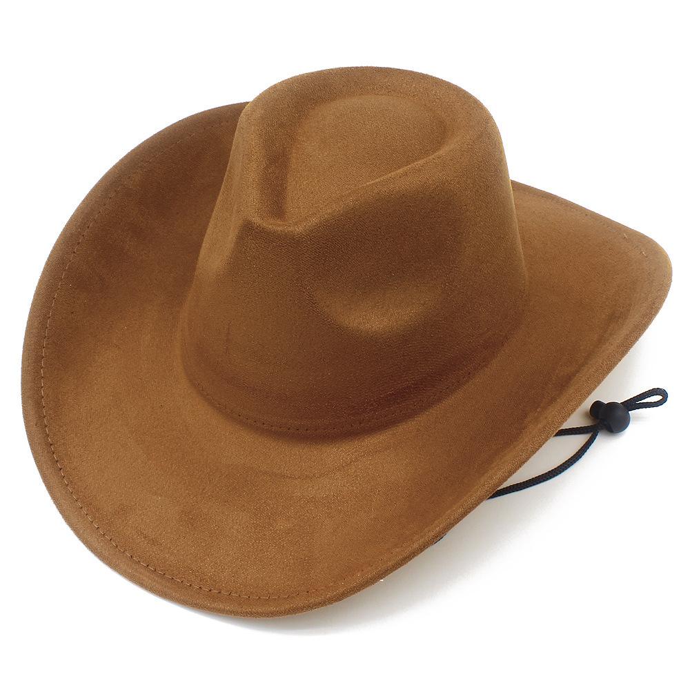 Retro British Style Western Cowboy Hat Fashionable Warped Edge with Windbreak Rope Tibetan Top Hat Men's and Women's Outdoor Mountaineering Hat
