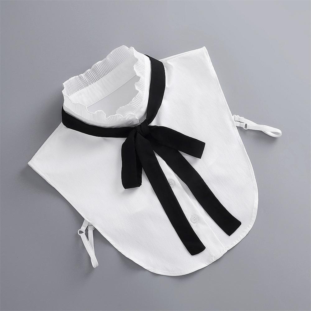 Damen Vorne Weiß Falscher Kragen Abnehmbarer Hemdkragen Herbst Bluse Pullover Falscher Kragen Revers Oberteil Schleifen Krawatten Fuax Kragen