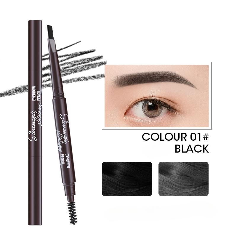 Multi-effect Eyebrow Pencil Double-ended Triangular One-word Eyebrow Pencil for Beginners, Not Easy To Smudge Makeup Pencil