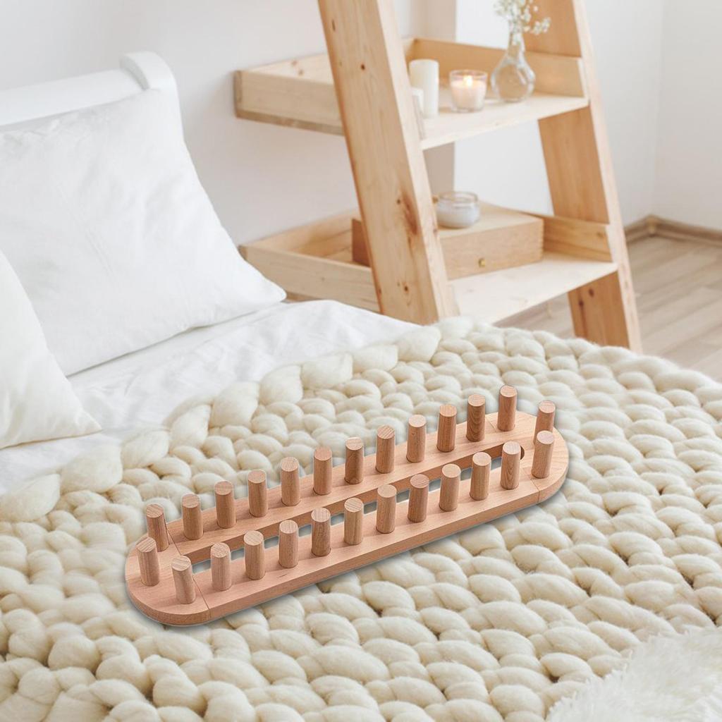 DIY Chunky Blanket Knitting Loom Kit Wood Peg Frame for Cozy Home Decor and Handcrafts Suitable for Hobbyists