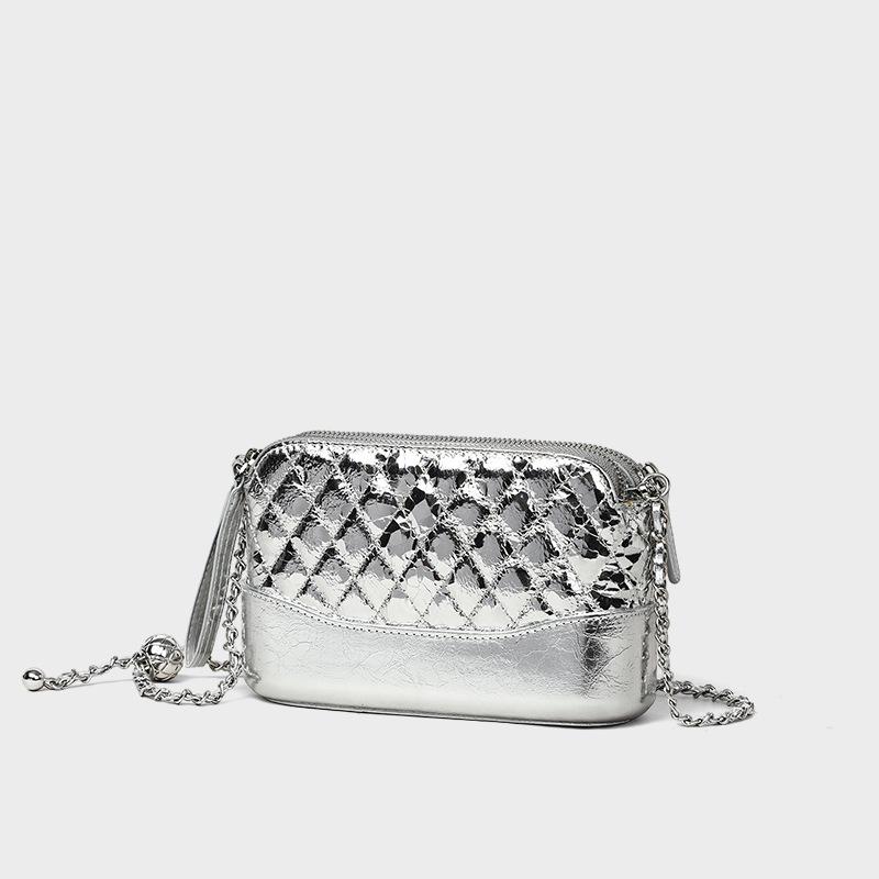 New Fall and Winter Wandering Bag Genuine Leather Women's Bag Crossbody Small Bag Small Gold Ball Chain Small Square Bag