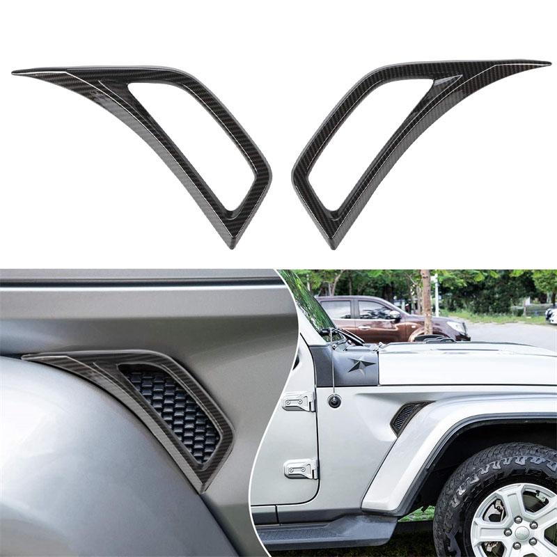 1pair Front Wheel Fender Vent Cover Trim Eyebrow Side Air Outlet Vent Decoration Sticker For Jeep Wrangler JL Gladiator JT 2018+