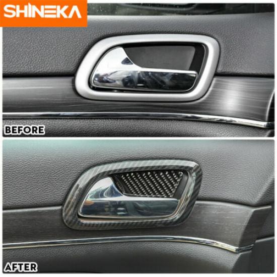 8x Inner Door Bowl Decor Cover Trim for Jeep Grand Cherokee 2011-20 Carbon Fiber