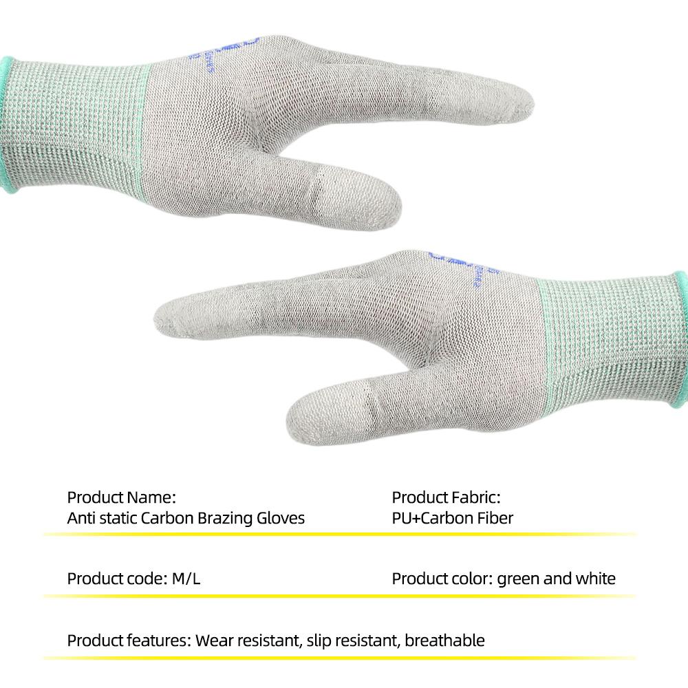 MECHANIC AS02 M L Elasticity Non-Slip Carbon Fiber Gloves Non-Slip PU Coating Layer Protective for Phone Electronic Parts Repair