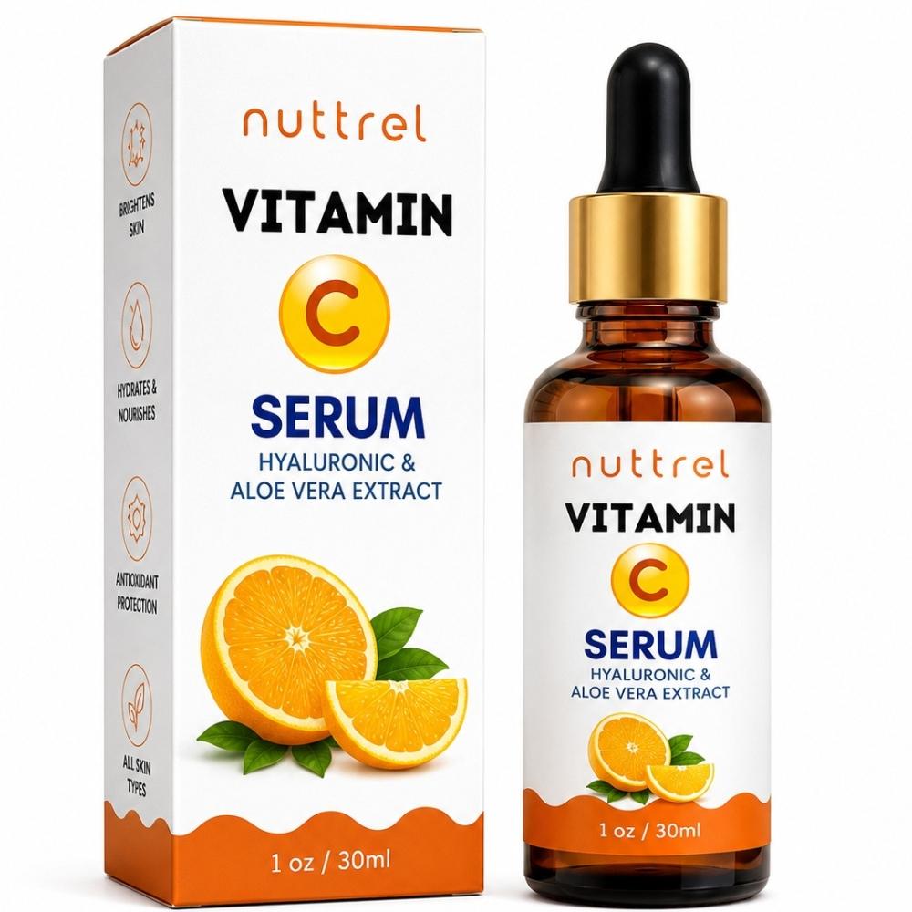 Nuttrel Vitamin C Skin Care Serum Essence | Hydrating Face Serum with Hyaluronic Acid & Aloe Vera | 30ml 30ml
