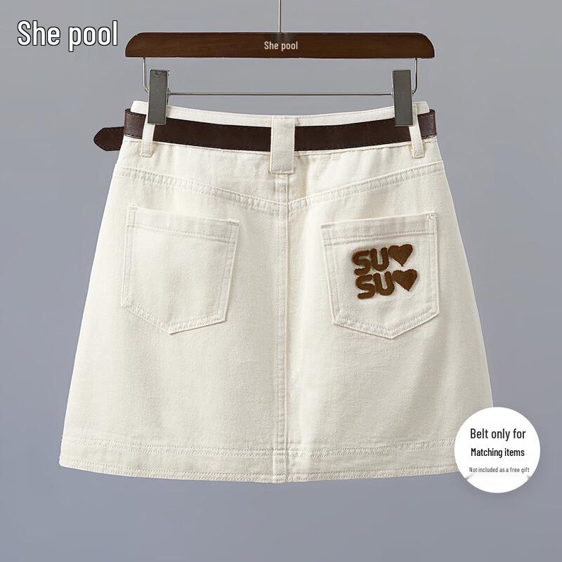 

Women s High-Waist A-Line Embroidered Denim Skirt S