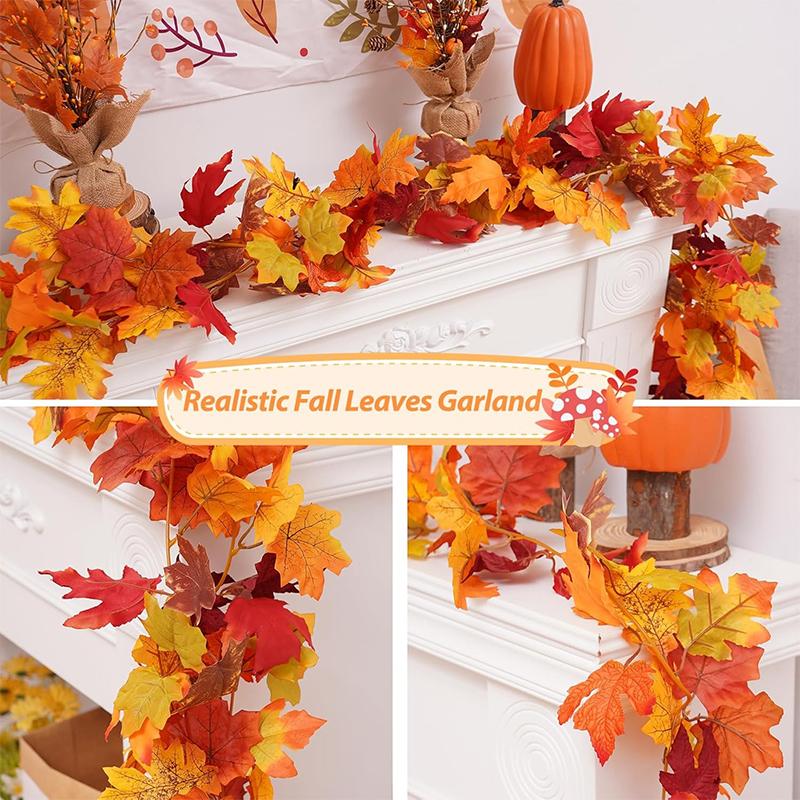 200CM Herbst Künstlicher Ahornblattkranz Gefälschte Blattpflanze Ranke Heimdeko Garten Halloween Wand Außen Türen Fenster Dekoration