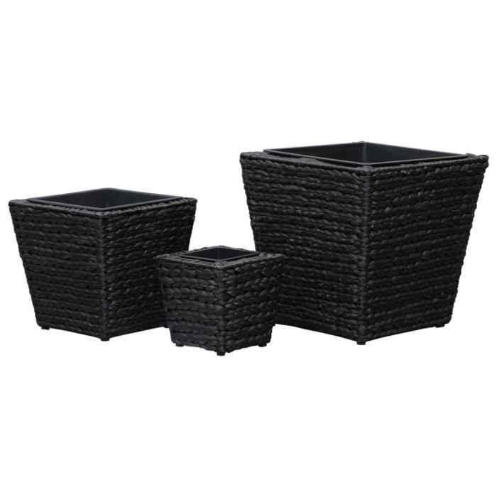 Ensemble de jardinières surélevées en jacinthe d'eau - vidaXL - Noir - 40cm, 30cm, 20cm