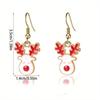 Ladies' Christmas Reindeer Earrings - Elegant Zinc Alloy Red-nosed Reindeer Drop Earrings, Festive Jewellery, Christmas Party Accessory Gift - 1 Pair