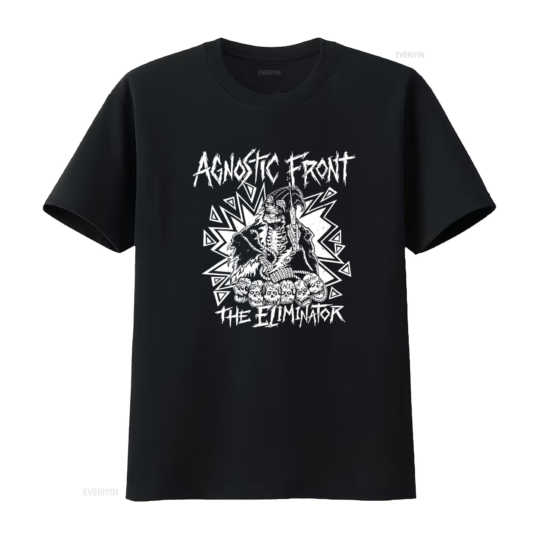

Agnostic Front The Eliminator Skull T Shirt for Men Rock Punk Style vintage Washed Top For Everyday Wear homme Soft Breathable 4XL